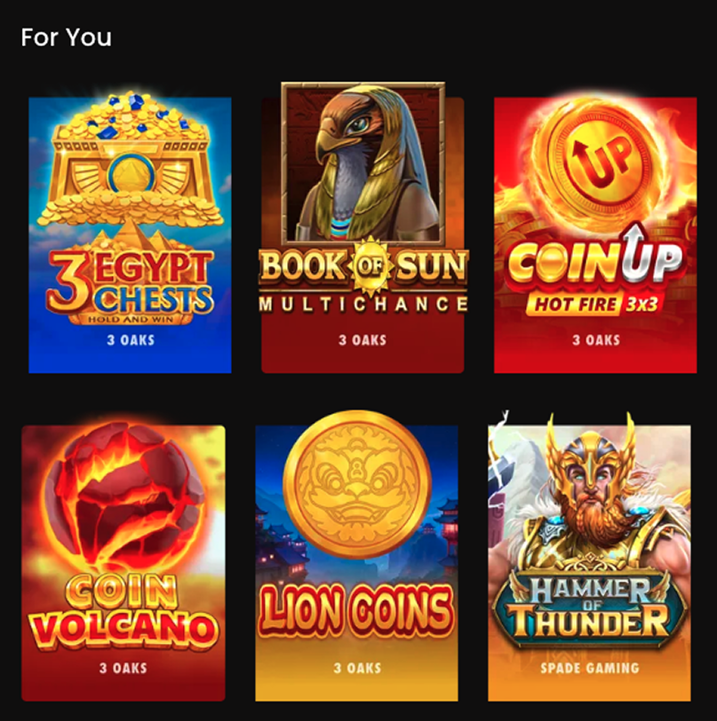 Popular casino games grid